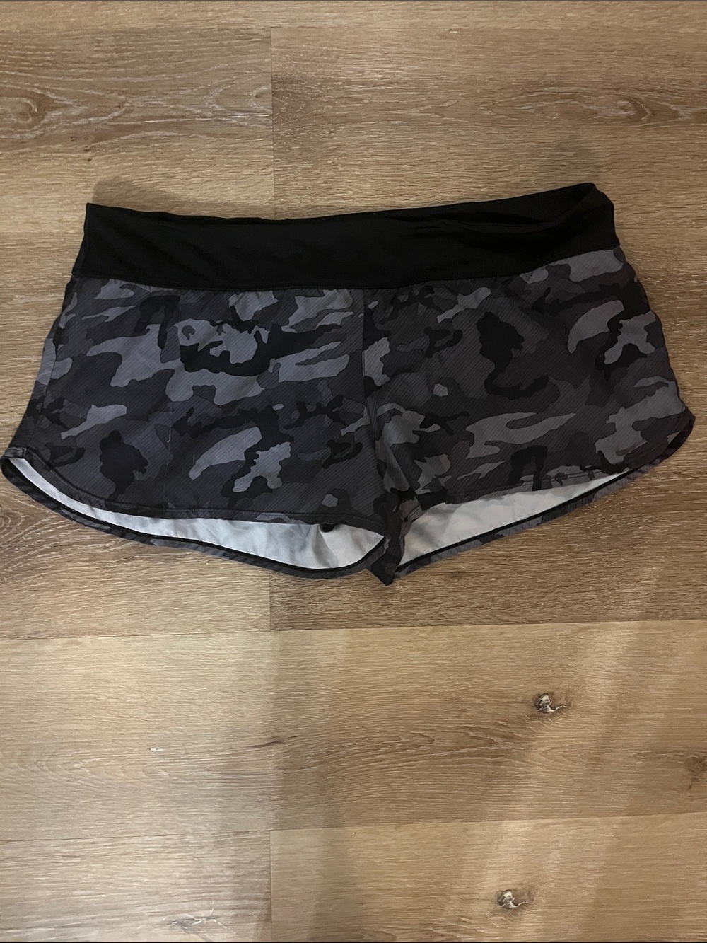 Nike Women’s Black and Gray Camo Athletic Shorts